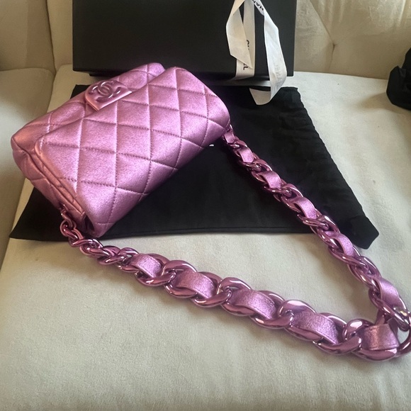 🔥Unique Rare🔥💗💗Chanel Metallic Pink Flap Bag - Picture 5 of 16